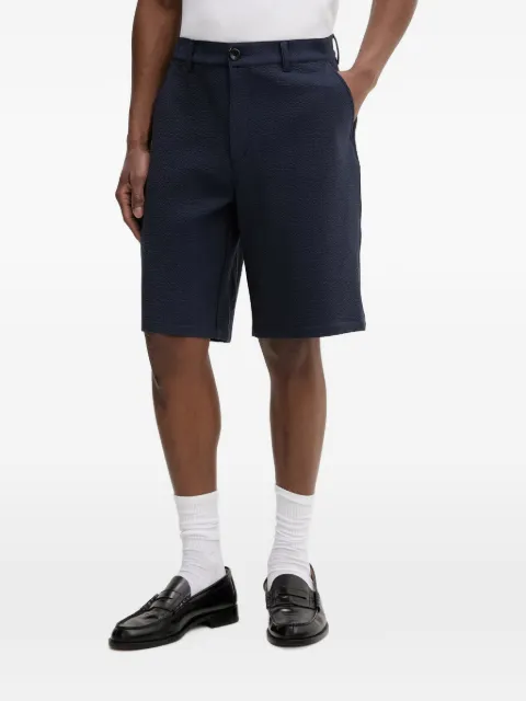 Les Deux seersucker-textured logo-embroidered shorts Blue 1001363