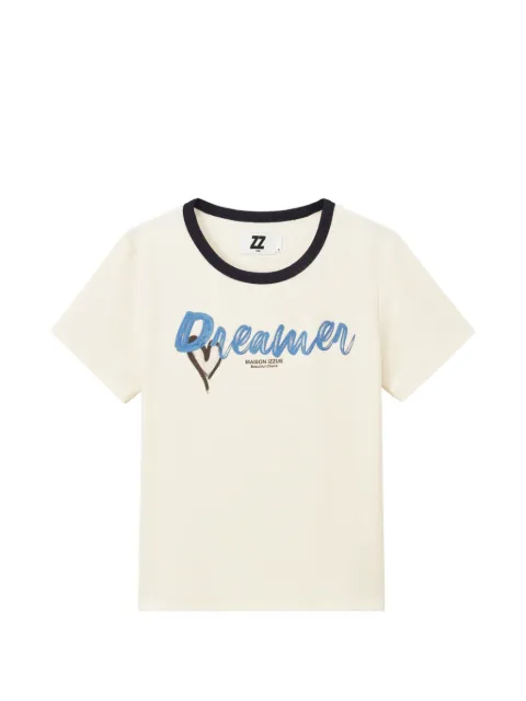 izzue Dreamer slogan-print ringer T-shirt Neutrals IZXTEW00925X