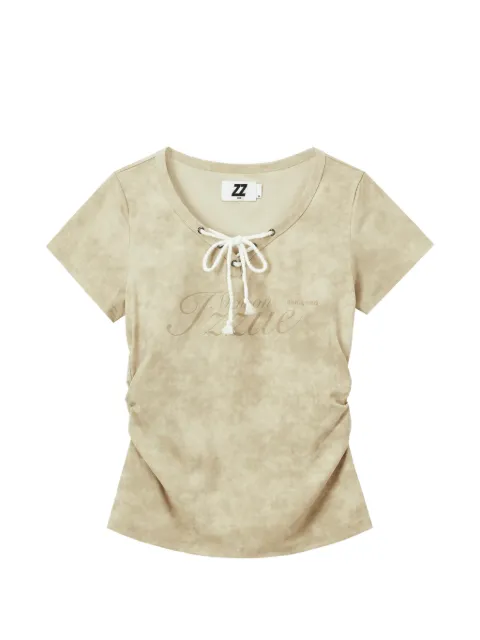 izzue lace-up acid-wash T-shirt Neutrals IZXTEW00923X