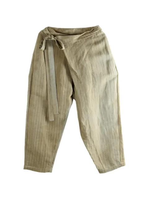 Uma Wang herringbone-pattern wrap-style trousers Brown UW3041UW200PAETYN