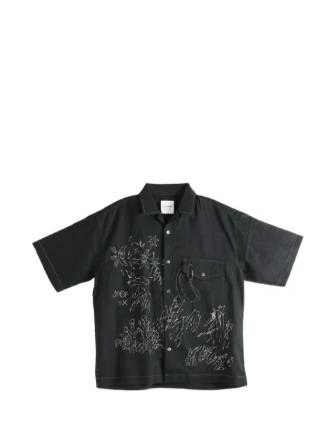 and Wander embroidered short-sleeve shirt Black 5746183049