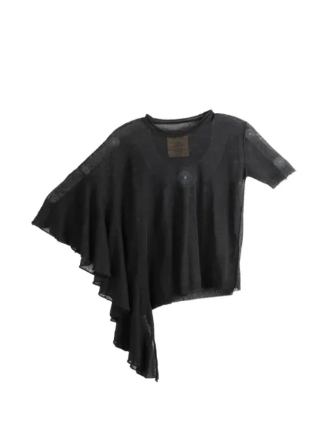 Uma Wang asymmetric ruffled T-shirt Black UK7133UW900SHORTSLV
