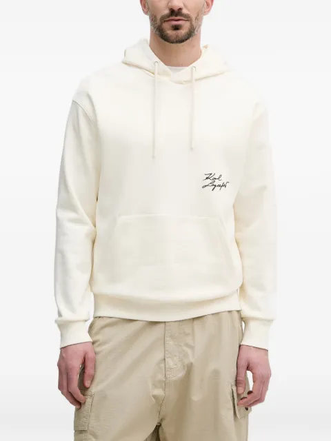 Karl Lagerfeld graphic-print logo-embroidered hoodie Neutrals 705114562900