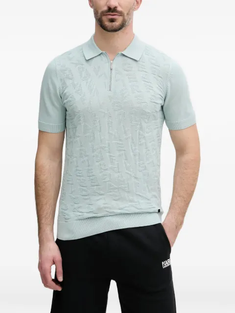 Karl Lagerfeld monogram-jacquard quarter-zip polo shirt Blue 655007562301