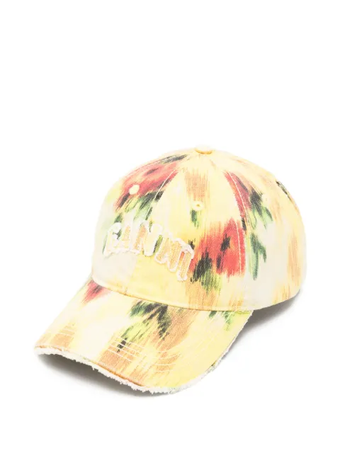 GANNI logo-embroidered cap Yellow B3020171