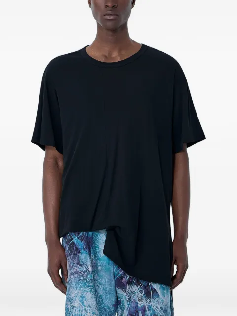 Yohji Yamamoto asymmetrical crew neck T-shirt Black HKT04071