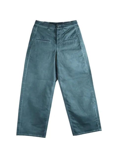 Uma Wang straight-leg logo-patch trousers Blue UW3038UW380BALL