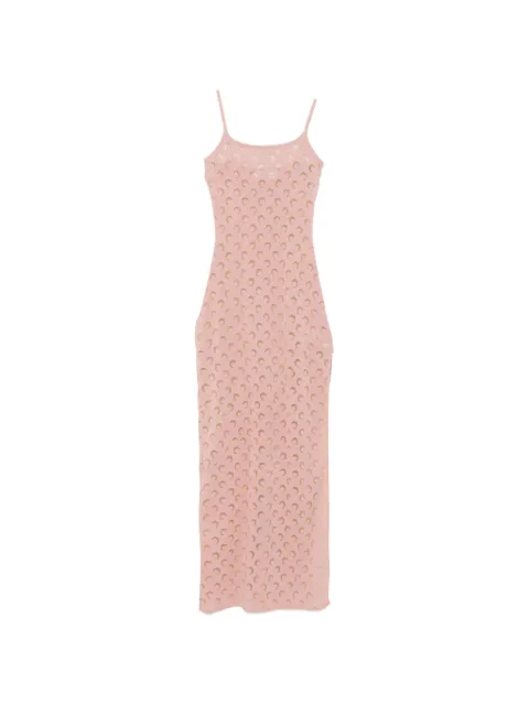 Marine Serre Crescent Moon-patterned maxi dress Pink WDR460ACKNI0545PK00