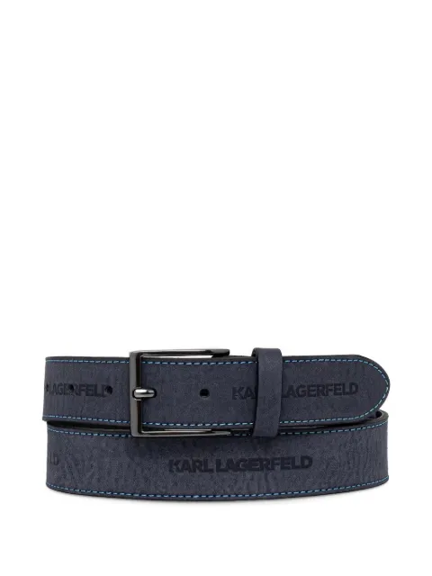 Karl Lagerfeld logo-embossed topstitched belt Blue 815300562425