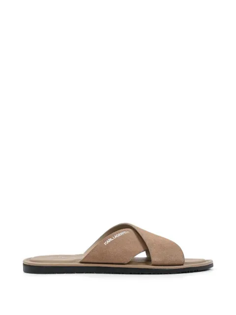 Karl Lagerfeld criss-cross suede slides Brown KL70213C5TN