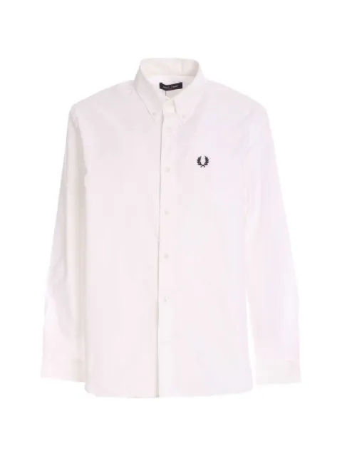 Fred Perry logo-embroidered button-down shirt White FPM551659100
