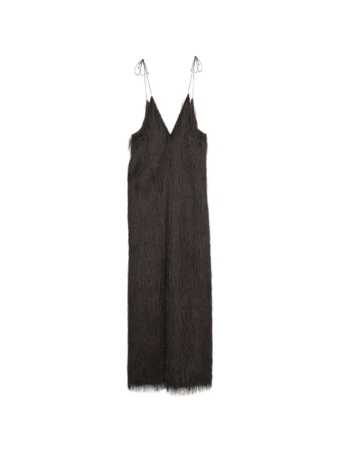 Alysi V-neck fringed maxi dress Brown 116318P6058