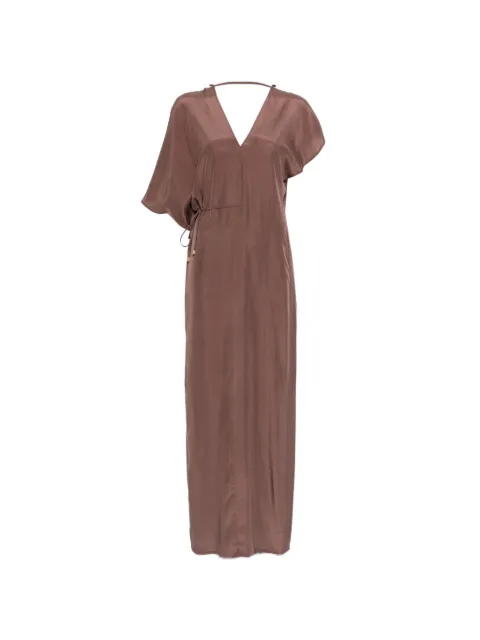 Alysi drawstring V-neck maxi dress Brown 116310P6003