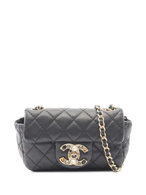 CHANEL Pre-Owned 2010-2011 Mini Quilted Lambskin Precious Jewel Flap crossbody bag Black 2ZQIT9A44QT3WC1H