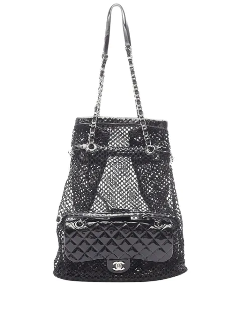 CHANEL Pre-Owned 2010-2011 Mesh and Patent Leather La Madrague tote bag Black NSMXTZX5SH4EX5V8