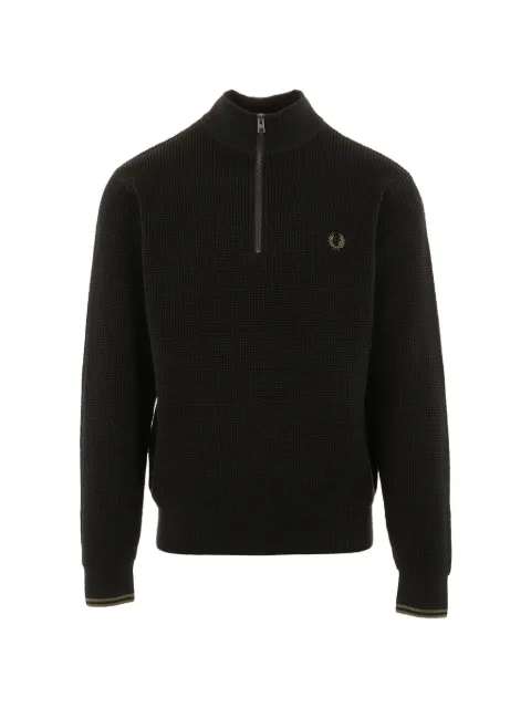 Fred Perry waffle-knit quarter-zip sweater Black FPK855759
