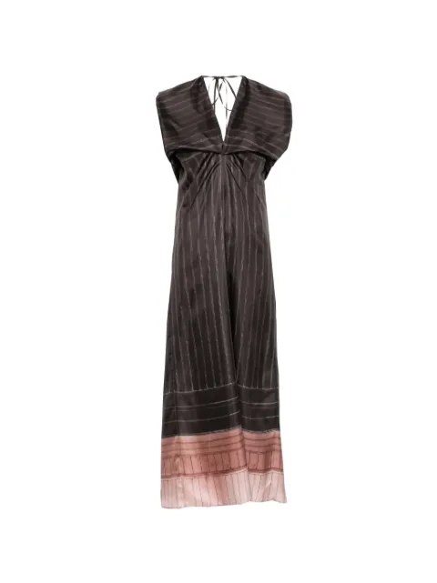 Alysi pinstripe-pattern gathered maxi dress Brown 116319P6063