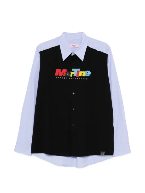 Martine Rose stripe logo polo shirt Blue 494WS36531