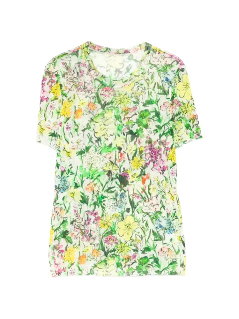 JNBY floral-print mesh T-shirt Green 5Q5110420