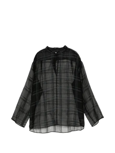 LESS check-pattern sheer blouse Black 2Q5216630