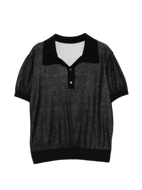 LESS contrast-trim short-sleeve polo top Black 2Q4315970