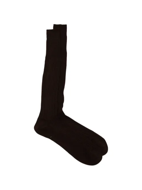 Zegna logo-print knee socks Brown N5V106850