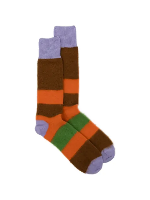 Zegna logo-print striped socks Brown N5V406070