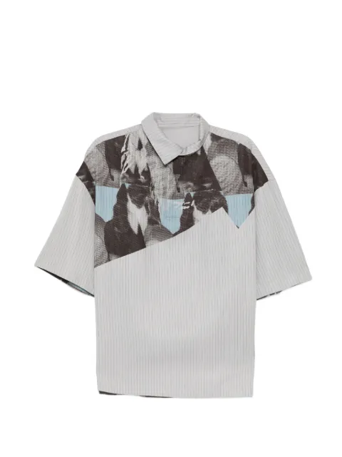 CROQUIS stripe-pattern graphic-print polo shirt Grey 9Q5112690
