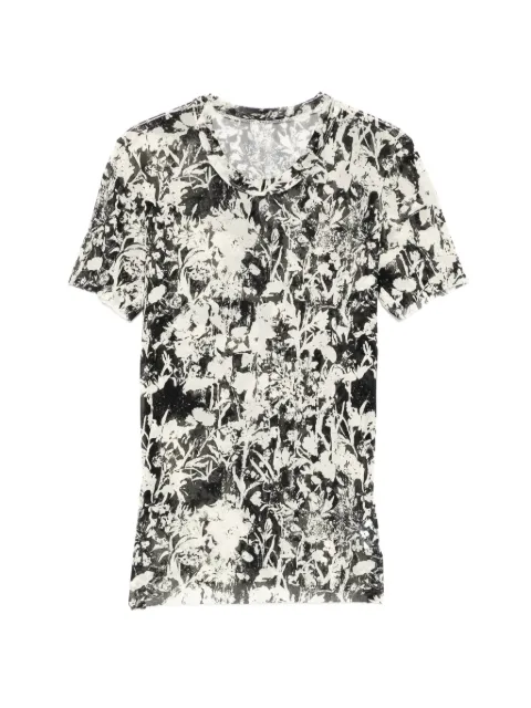 JNBY floral-print mesh T-shirt White 5Q5110420