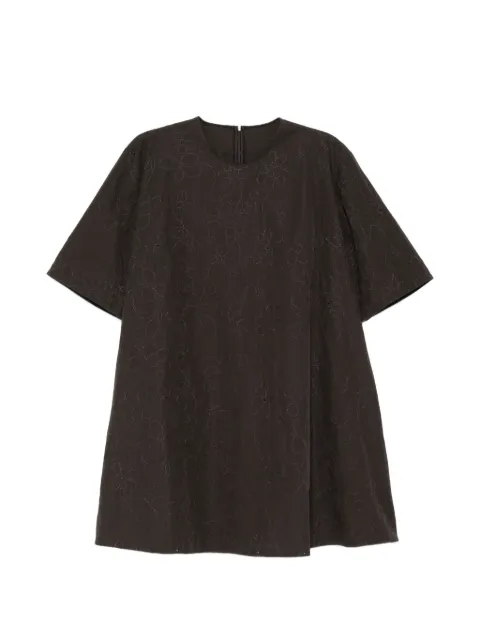 JNBY floral-embroidered round neck dress Brown 5Q5G11920
