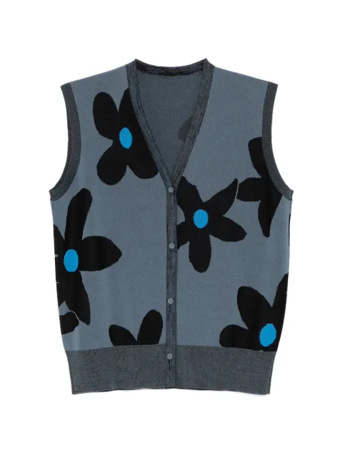 LESS floral-intarsia V-neck cardigan Blue 2X5312900