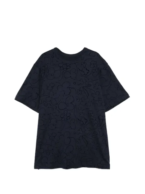 JNBY flocked floral-print T-shirt Blue 5Q5111480