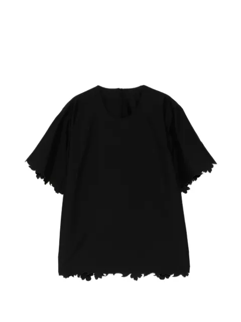 JNBY scalloped-trim short-sleeve top Black 5Q5214600