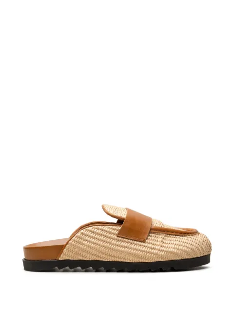 CHUCKIES woven raffia leather-trim mules Neutrals ARTIDOL