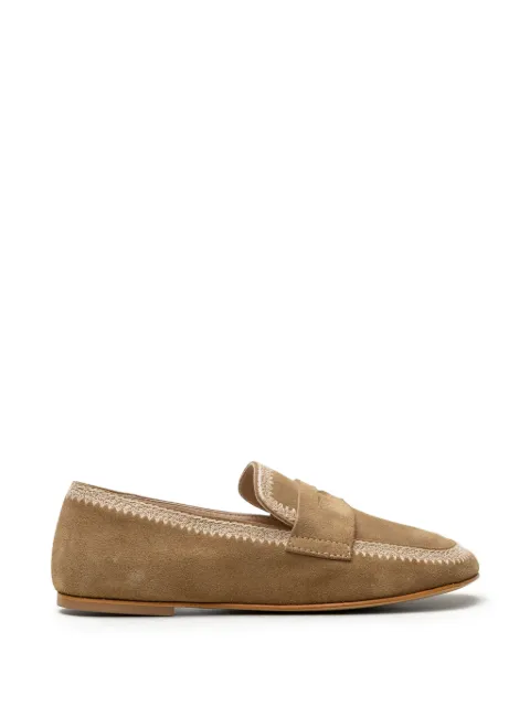 CHUCKIES whipstitch-trim suede loafers Neutrals E4615