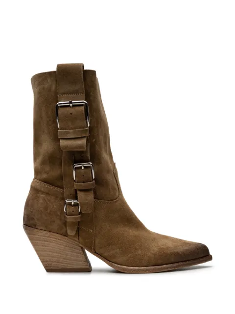 CHUCKIES buckle-strap suede boots Brown E4732