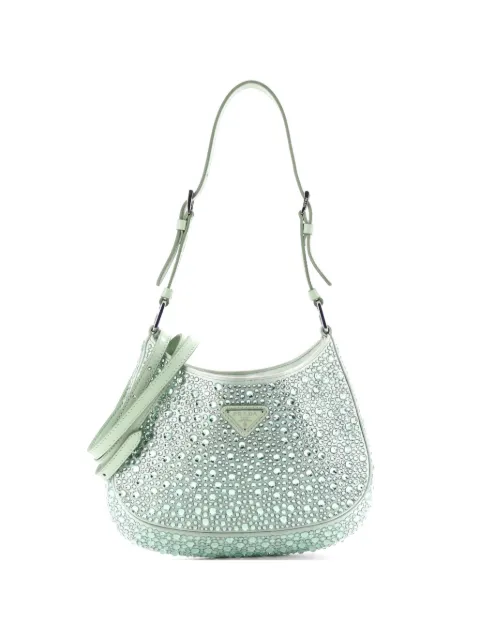 Prada Pre-Owned Cleo Shoulder Bag Crystal Embellished Satin Small crossbody bag Green EX76LL8Y66AX2R74