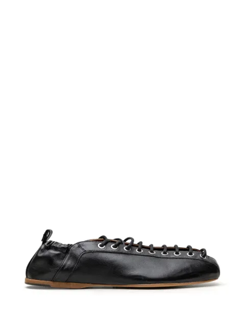 CHUCKIES lace-up leather ballet flats Black CHARLOTTE