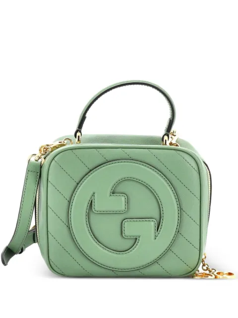Gucci Pre-Owned Blondie NM Top Handle Shoulder Bag Diagonal Quilted Leather satchel Green EVO1E7G22K6F9JRM