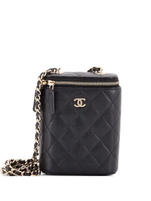 CHANEL Pre-Owned Vertical Classic Vanity Case with Chain Quilted Caviar Small shoulder bag Black 6LY5JNYCVFFGIX18