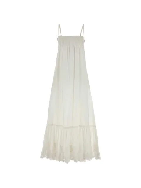 Saint Laurent lace trim maxi dress Neutrals 831331Y7K36
