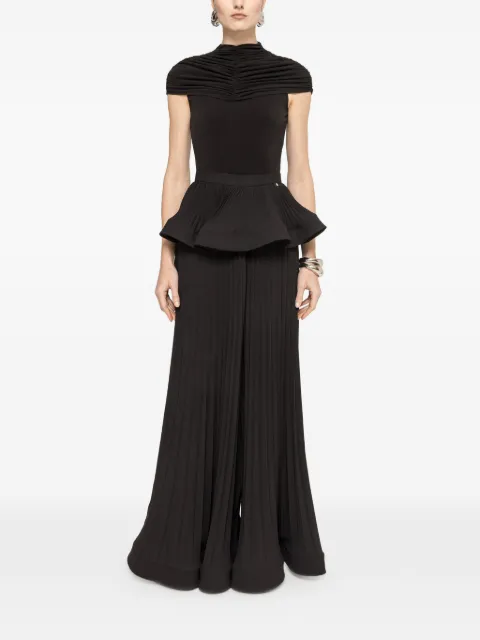 NISSA pleated palazzo pants Black RPS16679