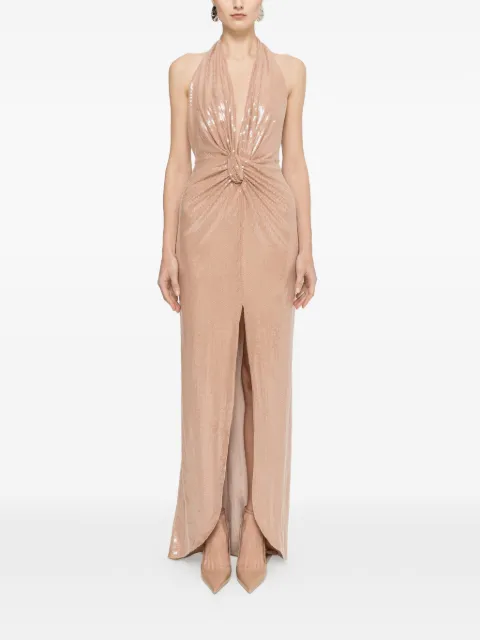 NISSA sequin open-back maxi dress Neutrals RS16506