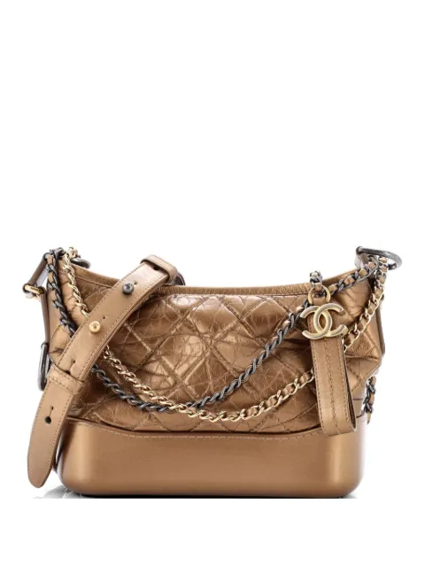 CHANEL Pre-Owned Gabrielle Quilted Metallic Aged Calfskin Small hobo bag Gold 8TJEWTJZ61Z68LRQ