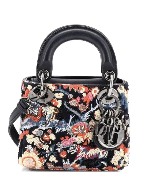Christian Dior Pre-Owned Lady Dior Bag Beaded Embroidered Leather Micro satchel Multicolour W12DAELR2VGXI3W2