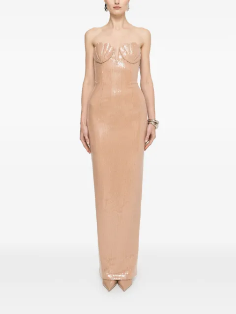 NISSA fitted sequin maxi dress Neutrals RRS16677