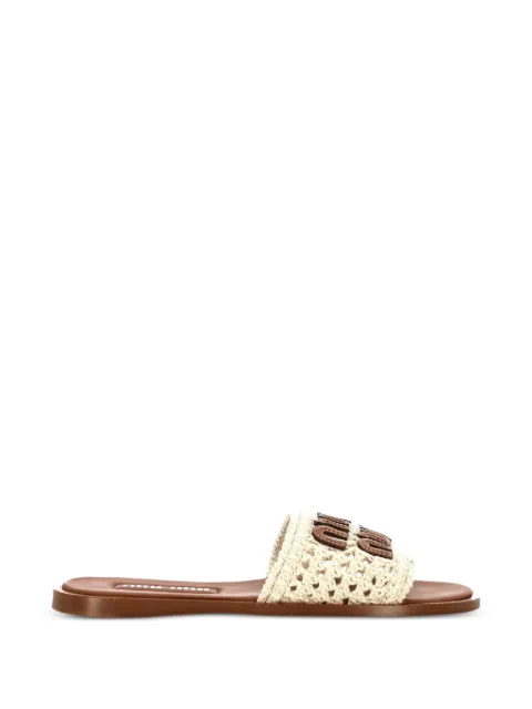Miu Miu crochet and leather slides Neutrals 5XX667F0052BDF