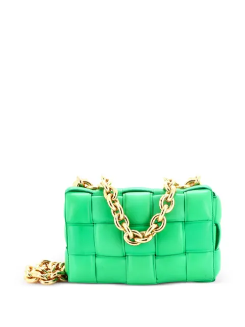 Bottega Veneta Pre-Owned Cassette Chain Padded Maxi Intrecciato Leather crossbody bag Green M5O3WKCP743DEAWL