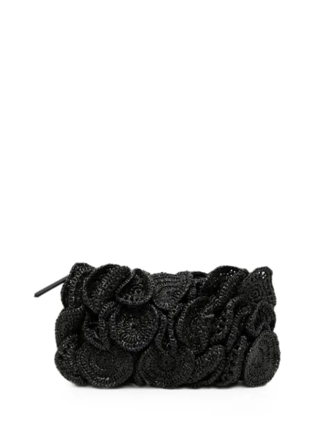 FARM Rio flower-effect clutch bag Black 362862