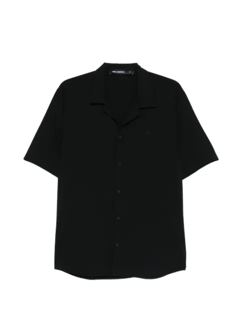 Karl Lagerfeld logo-embroidered camp-collar shirt Black 605942562034